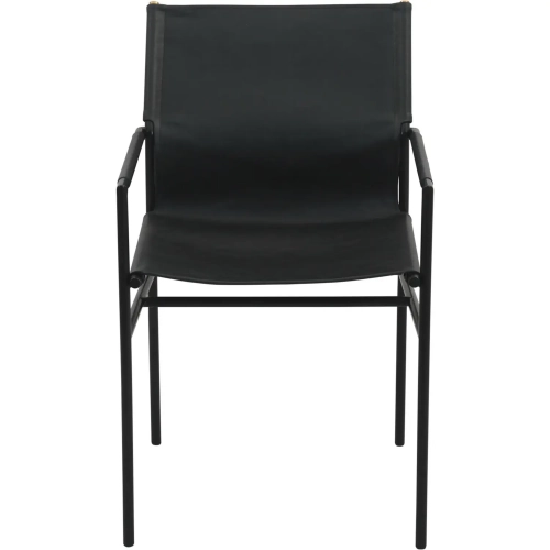 Sutton Dining Arm Chair in Black Leather & Iron