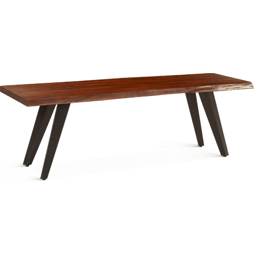Knoxville 54" Dining Bench in Live Edge Walnut Finish Wood & Iron