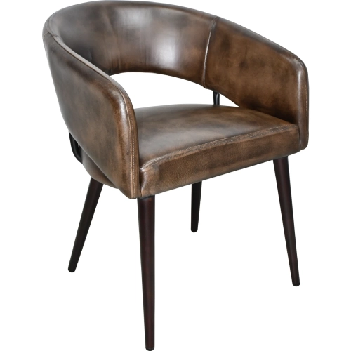 Thorpe Dining Chair in Antique Whiskey Leather & Walnut Finish Wood (Set of 2)