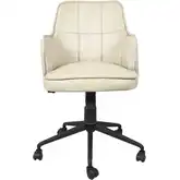 Thorpe Swivel Office Chair in Antique Ivory Leather