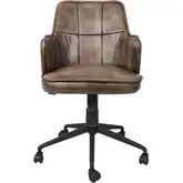 Thorpe Swivel Office Chair in Antique Whiskey Brown Leather