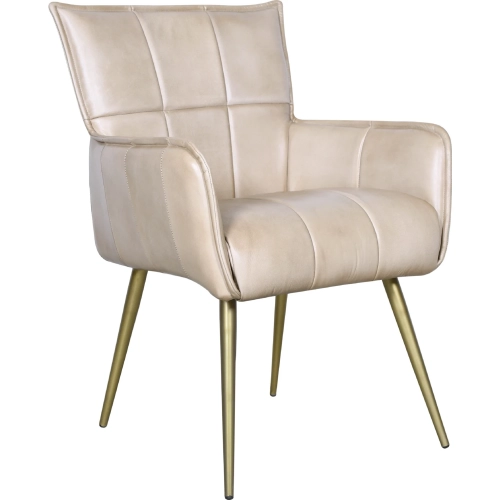 Thorpe Surrey Accent Arm Chair in in Antique Ivory Leather & Gold Metal