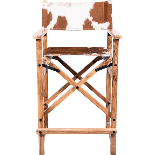 Galway Folding Counter Height Chair in Brown Hair on Hide