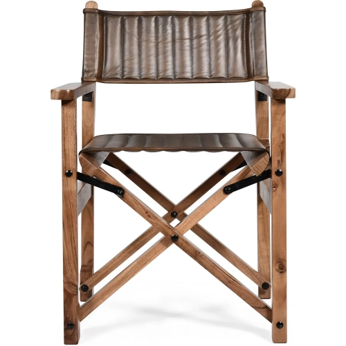 Galway Folding Dining Chair in Antique Whiskey Leather & Wood
