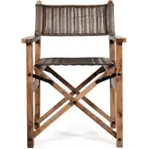 Galway Folding Dining Chair in Antique Whiskey Leather & Wood