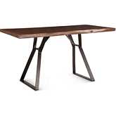 Nottingham 68" Gathering Dining Table in Walnut Finish Wood & Metal