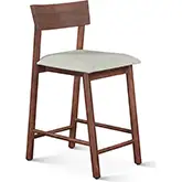 Hampton Counter Stool Chair in Neutral Fabric & Walnut Finish Acacia Wood