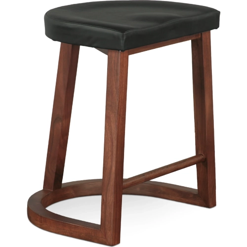 Hampton Counter Stool in Leather & Walnut Finish Acacia Wood