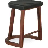Hampton Counter Stool in Leather & Walnut Finish Acacia Wood