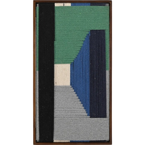 Delmar Woven Framed Art in Green & Multicolor Jute