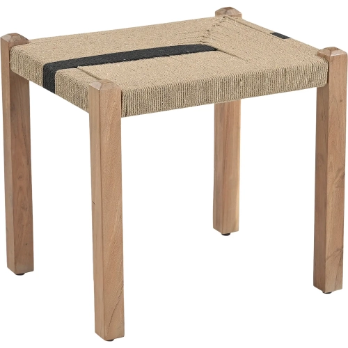 Delmar 20" Ottoman in Woven Natural & Black Rope & Wood