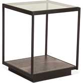 St. George 18" Side Table in Oxidized Black Iron & Clear Glass