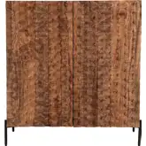 Acres 39" Bar Cabinet in Carved Brownstone Finish Sheesham Wood & Iron