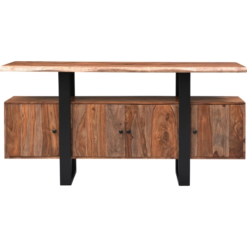 Acres 63" TV Stand Media Cabinet in Brownstone Finish Sheesham Wood & Iron