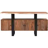 Acres 63" TV Stand Media Cabinet in Brownstone Finish Sheesham Wood & Iron