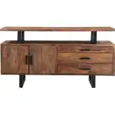 Acres 63" TV Stand Media Cabinet in Brownstone Finish Sheesham Wood & Iron