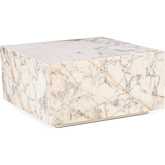 Giza 32" Drum Coffee Table in Alabaster Marble