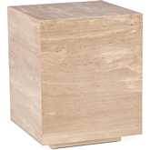 Giza 18" Drum Side Table in Travertine Stone