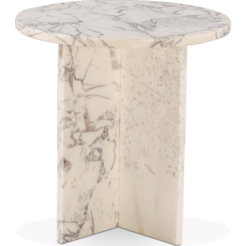 Giza 20" Round Side Table in Alabaster Marble