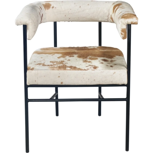Charleston Dining Arm Chair in Brown & Beige Hair on Hide Leather