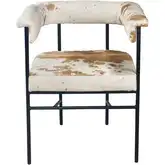 Charleston Dining Arm Chair in Brown & Beige Hair on Hide Leather