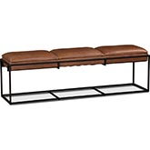 Melbourne 62" Dining Bench in Cognac Brown Top Grain Leather & Iron