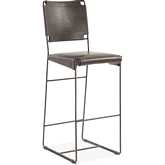 Melbourne 17" Counter Chair in Black Buffalo Leather & Iron