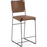 Melbourne 17" Counter Chair in Brown Buffalo Leather & Iron