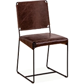 Melbourne Dining Chair in Chocolate Leather & Black Reclaimed Iron