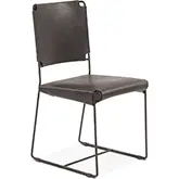 Melbourne Dining Chair in Black Buffalo Top Grain Leather & Black Reclaimed Iron