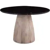 Palm Desert 48" Round Gathering Dining Table in Black Marble & Wash Wood