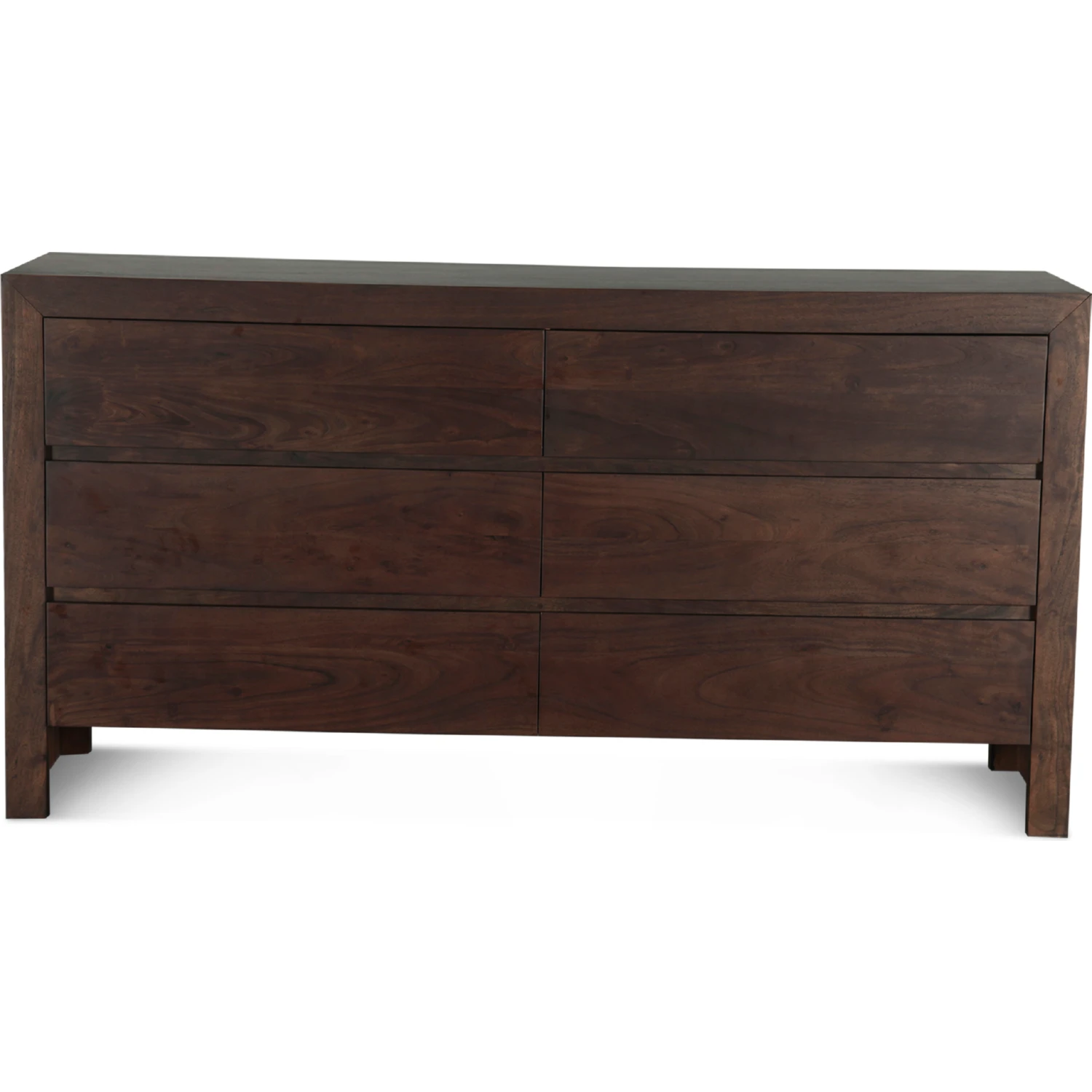 brown dress with neck scarf Contemporary Style 1Pc 6 Drawer Dresser Dark Brown Finish Wooden Home