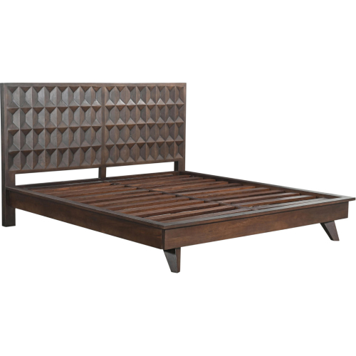 Lisbon Queen Bed in Brown Finish Mango Wood