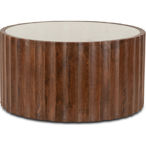 Lisbon Coffee Table in White Marble & Brown Finish Mango Wood