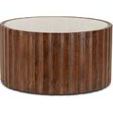 Lisbon Coffee Table in White Marble & Brown Finish Mango Wood