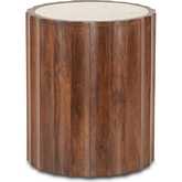 Lisbon Side Table in White Marble & Brown Finish Mango Wood
