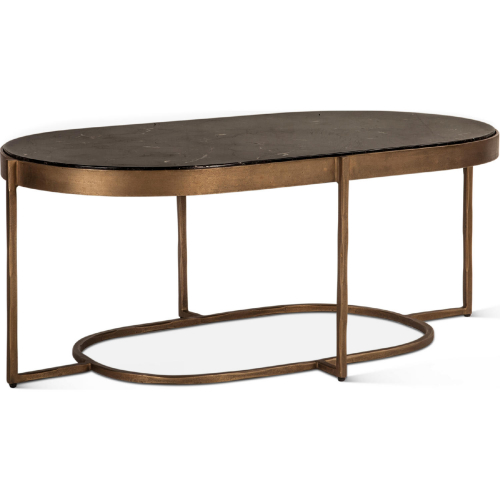 Fresno 43" Coffee Table & Black Marble & Antique Brass