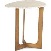 Fresno 24" Side Table in White Marble & Antique Brass