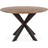 Santa Margherita 48" Round Dining Table in Natural Wood & Black Iron