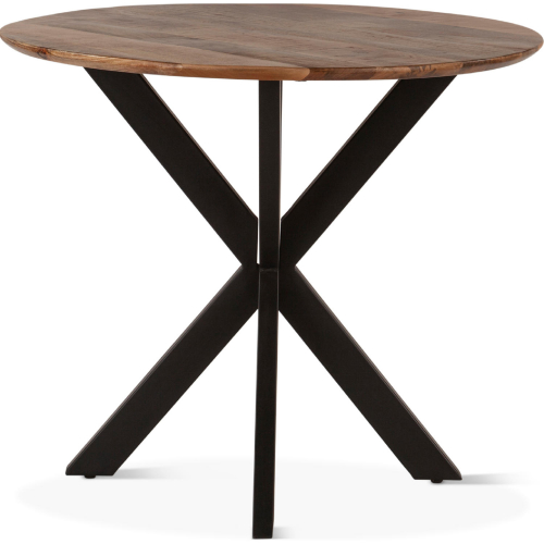 Santa Margherita 42" Round Gathering Dining Table in Natural Wood & Iron