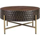 Vallarta 34" Carved Coffee Table in Two Tone Mango Wood & Bronze