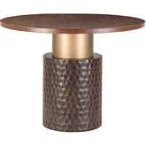 Vallarta 48" Carved Gathering Dining Table in Multi Finish Wood & Bronze