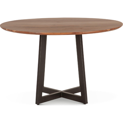 Sorrento 48" Round Dining Table in Smoked Acacia Wood & Iron