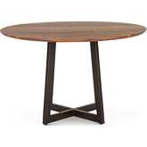Sorrento 48" Round Dining Table in Smoked Acacia Wood & Iron