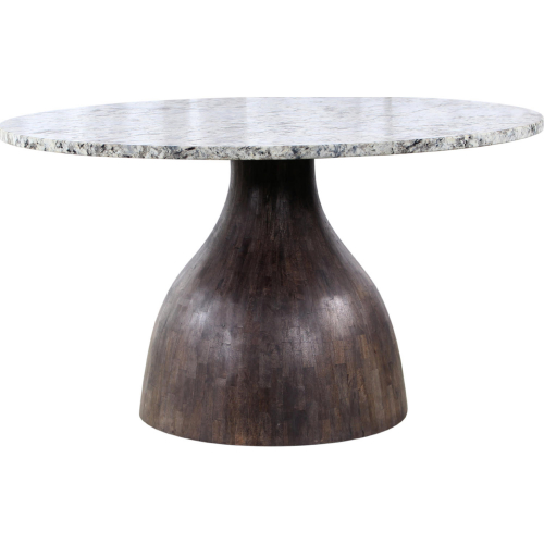 Fargo 54" Round Dining Table in Alaska White Marble & Black Wash Wood