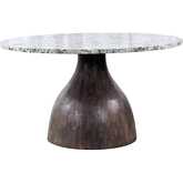 Fargo 54" Round Dining Table in Alaska White Marble & Black Wash Wood