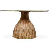 Fargo 54" Round Dining Table in Capri Beige Marble & Mango Wood Base