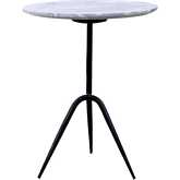 Glacier 18" Side Table in Fancy Brown Marble & Black Reclaimed Iron