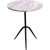Glacier 18" Side Table in Capri Beige Marble & Black Reclaimed Iron