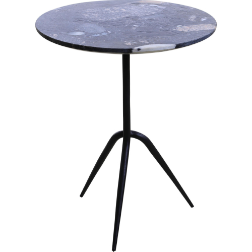 Glacier 18" Side Table in Norigo Multicolor Black Marble & Black Iron